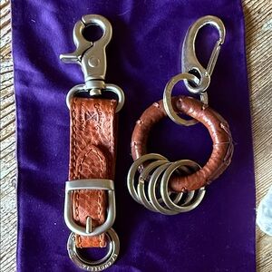 Men's Brown Leather Key chain sets with Metal Hardware. Made in Italy Brand New